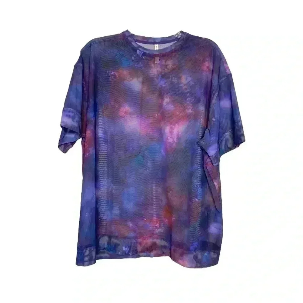 NWOT Athleta Mesh Supernova Galaxy Print Tee Pullover Short Sleeve